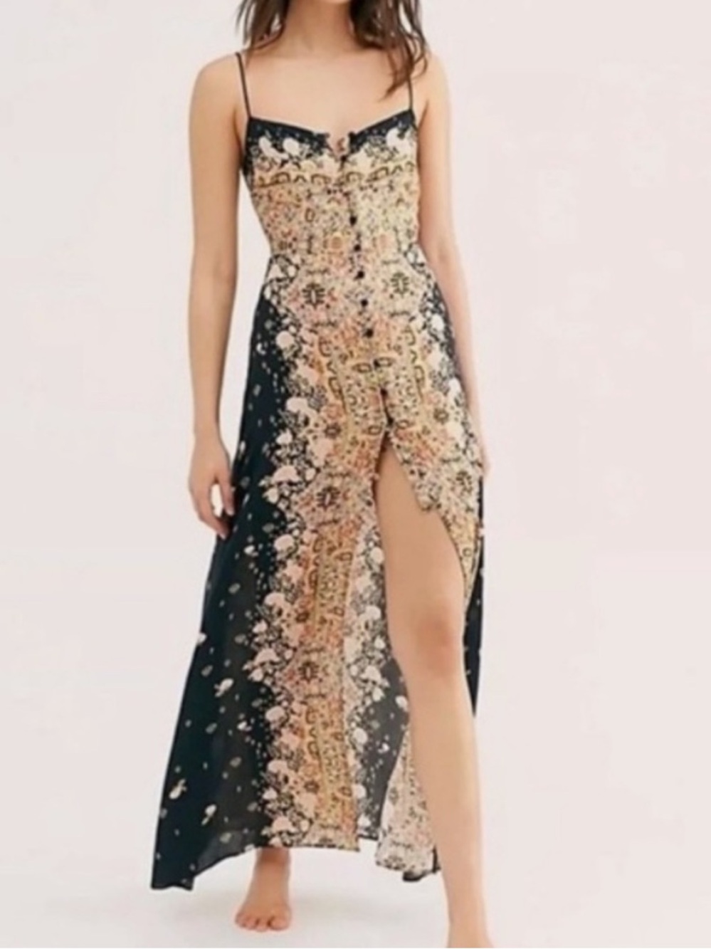 Free People Morning Song Moody Fall Floral Maxi Dress
